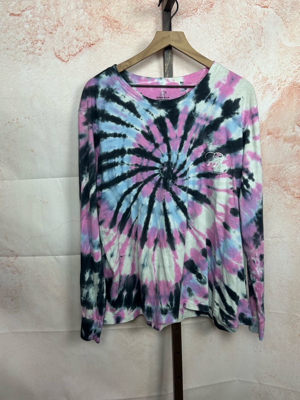 IVORY ELLA tie dye long sleeve tee size XXL sunburst swirl top t shirt organic